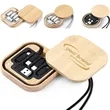 Custom Logo Wood Bamboo Charging Storage Portable Travel Kit | https://www.bestnamebadges.com