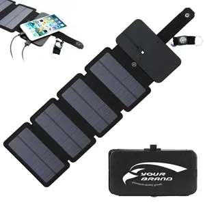 Portable Five Solar Folding Panels Power Bank w/ Compass