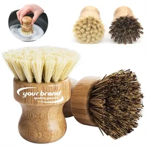 Durable Mini Natural Bamboo Palm Scrub Dish Pot Brush