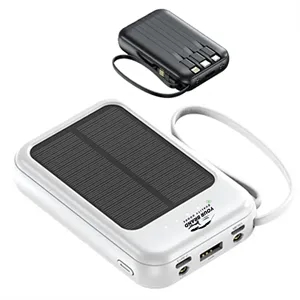 10000mAh Outdoor Mini Solar Power Banks with Built-in Cable