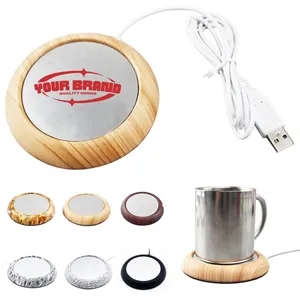 Wood USB Cup Mug Home Office Warmer Heater Coaster