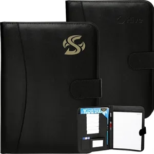 Leather Portfolio Journal w/ Magnet Closure & Pen Loop | https://www.bestnamebadges.com