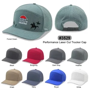 7 Panels Golf trucker cap w/ laser cut mesh back