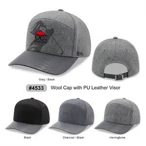 7 Panel wool Hybrid/PU Leather Hat