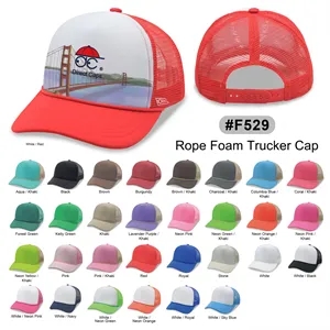 5 Panel Foam Mesh Back Trucker Cap w/Rope