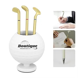 Golf Holder with Ballpoint Pens Club Office Decor Set