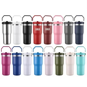 Portable Insulated stainless steel Tumbler with Handle 20 o | https://www.bestnamebadges.com
