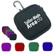 Custom Logo Neoprene Earphone Case with Zipper and Clip | https://www.bestnamebadges.com