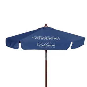 7' Wood Look Tilting Market Umbrella Kit With Valance 2 Imp