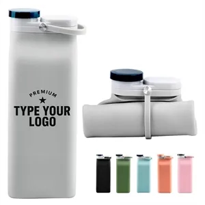 20 oz Collapsible Silicone Water Bottle Leakproof For Travel