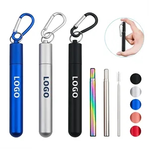 Reusable Collapsible Stainless Steel Straws with Case