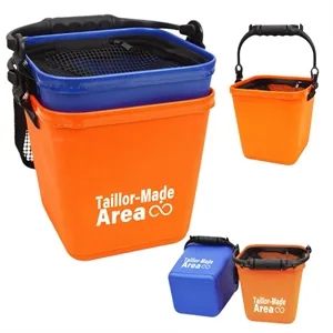 Custom EVA Waterproof Folding Fishing Bucket for Outdoors | https://www.bestnamebadges.com