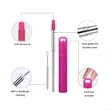 Custom Straws Foldable Stainless Steel Straw Set with Case | https://www.bestnamebadges.com