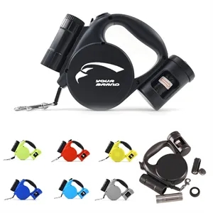 16FT Retractable Dog Leash With Led Flash Light & Poop Bag