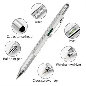 6 in 1 Multifunction Tool Pen with Ruler Stylus Screwdrivers