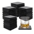 Black Stone Coasters With Anti Scratch Bottom | https://www.bestnamebadges.com