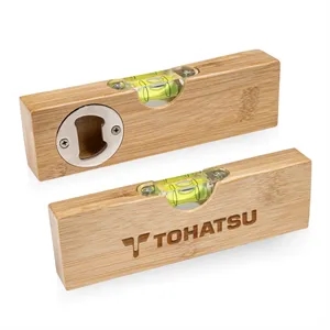 Borinda Bamboo Bottle Opener w/Level | https://www.bestnamebadges.com