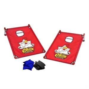 Portable Cornhole, 4 Black & Royal Bean Bags