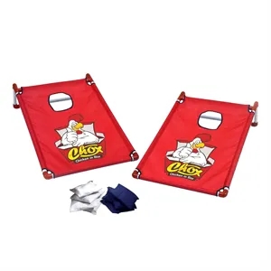 Portable Cornhole, 4 Navy & White Bean Bags