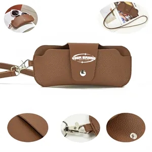 Portable Double-Sided Leather Lanyard Glasses Sunglasses Bag