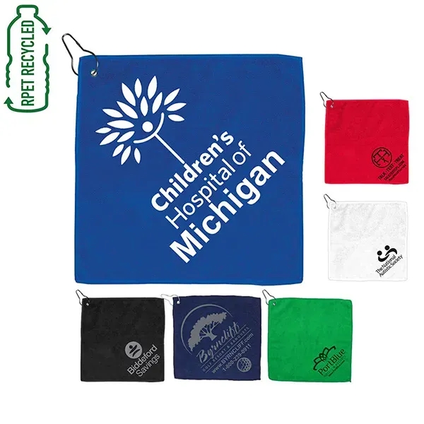 12"W x 12"H - Heavy Duty Golf Towel with Clip - "The Wedge"