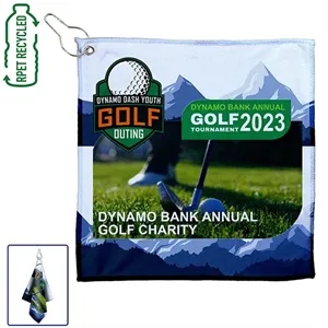 Full Color Sublimation RPET 300 GSM Heavy Duty Golf Towel - | https://www.bestnamebadges.com