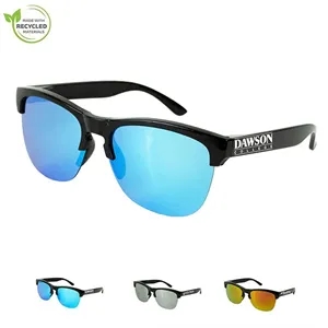 Recycled Half Frame Reflective Sunglasses | https://www.bestnamebadges.com