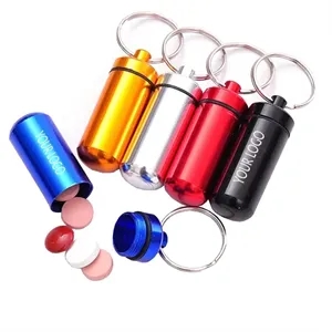 Aluminum Mini Pill Bottle with Keychain MOQ 100pcs