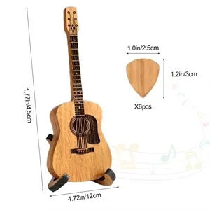 Wooden Guitar Pick Box with Stand