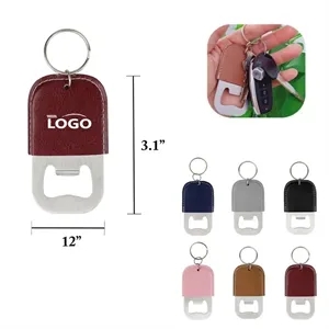 MOQ100 PU Stainless Steel Bottle Opener Keychain