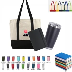 Tote Bag Notebook Tumbler Gift Set