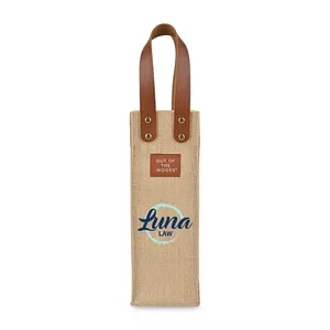 Out of The Woods® Jute Wine Tote | https://www.bestnamebadges.com