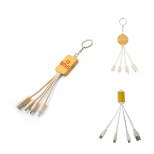 3 in 1 Eco-friendly biodegradable bamboo wood charging cable