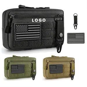 Tactical Molle Admin Pouch With USA Flag Patch And Keychain