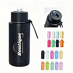 34Oz Insulated Double Wall Bottle With Handle Strap | https://www.bestnamebadges.com