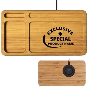 Wooden Wireless Charger Cell Phone Storage Tray Bamboo