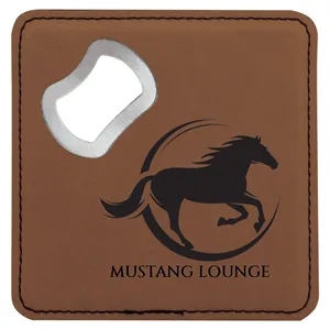 4"x4" Square Dark Brown Coaster w/ Bottle Opener