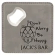 4"x4" Square Gray Leatherette Coaster w/ Bottle Opener | https://www.bestnamebadges.com