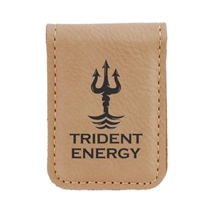 Light Brown Leatherette Money Clip