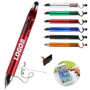 Multifunction 4 in 1 Pen with Stylus Stand  Logo Print