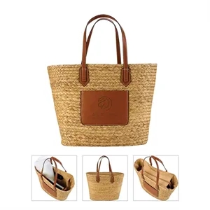 Akena Natural Hyacinth Grass Tote | https://www.bestnamebadges.com