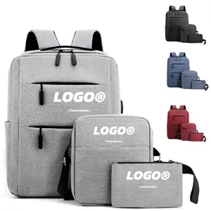 3 Piece USB Charging Backpack Set For Business And School