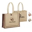 Jute Tote with Cotton Handles & Secure Closure | https://www.bestnamebadges.com