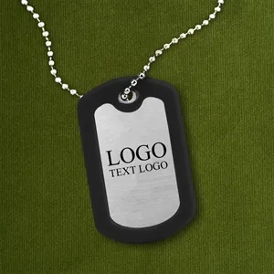 Square Silicone Edge Metal Dog Tag | https://www.bestnamebadges.com