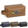 Large Capacity Leather Toiletry Makeup Bag with Handle | https://www.bestnamebadges.com