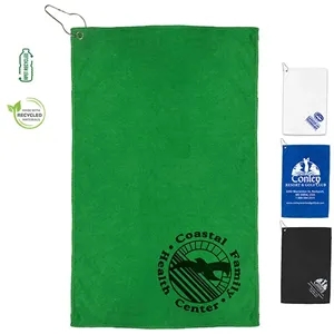Recycled RPET 300 GSM Heavy Duty Microfiber Golf Towel | https://www.bestnamebadges.com