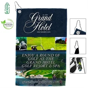 Full Color Sublimation Recycled RPET 300 GSM Golf Towel | https://www.bestnamebadges.com