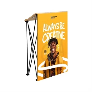 Angled Wide Portable Podium Kit - Banner + Hardware