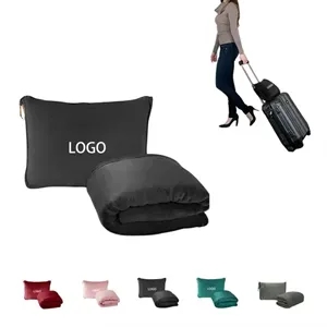MOQ 20 Pieces Travel Storage Double-Sided Fleece Blanket