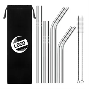 Straw 11-Piece Set 304 Stainless Steel With Velvet Bag